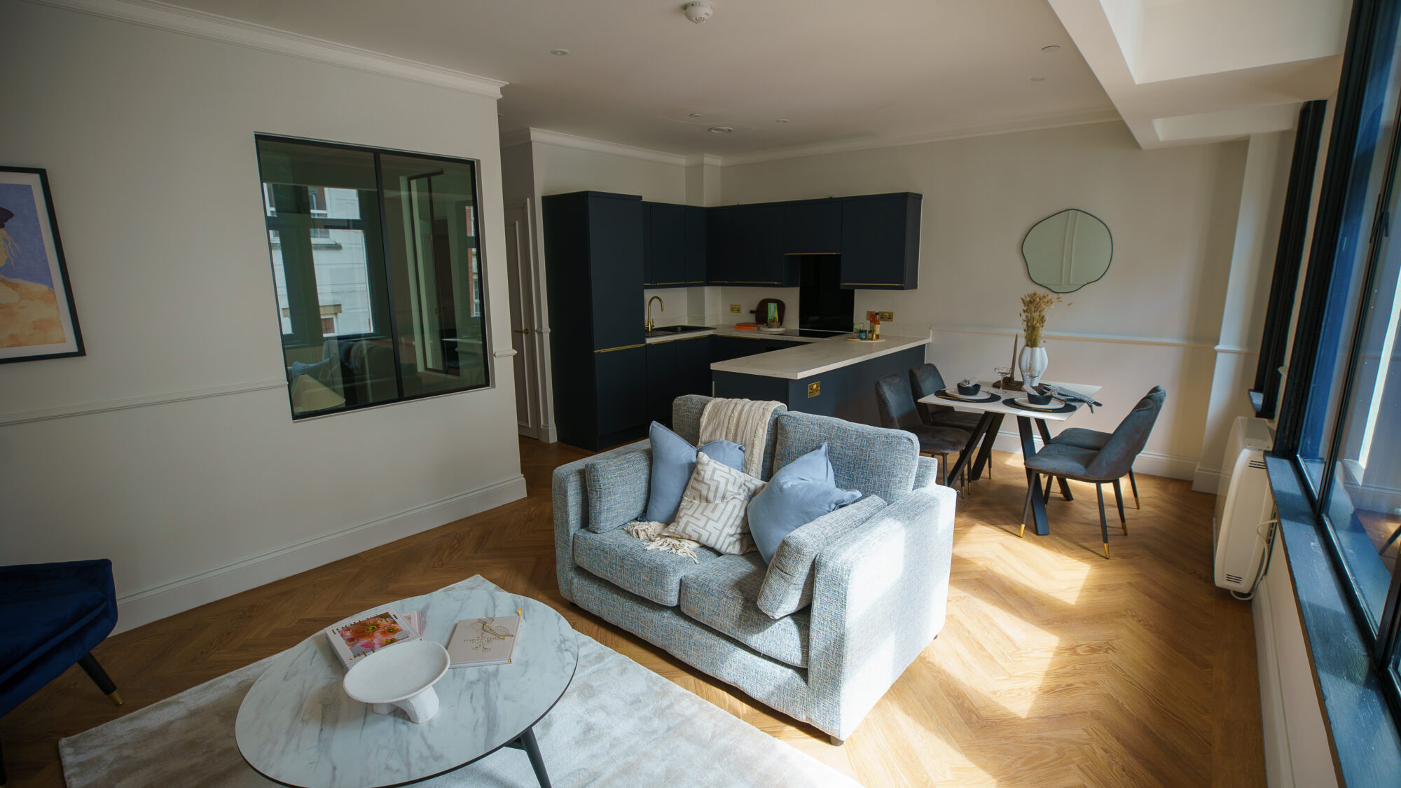 Luxury kitchen space of an apartment after completion